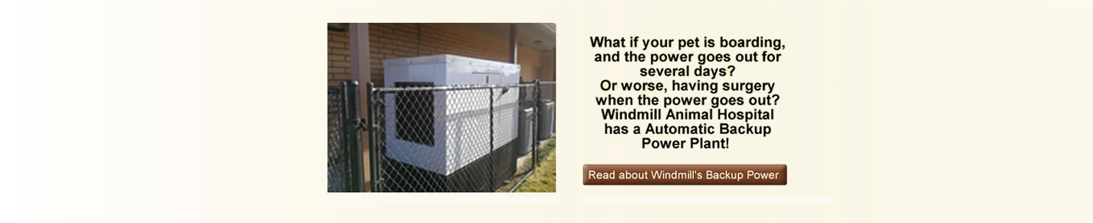 Windmill Animal Hospital Power Backup