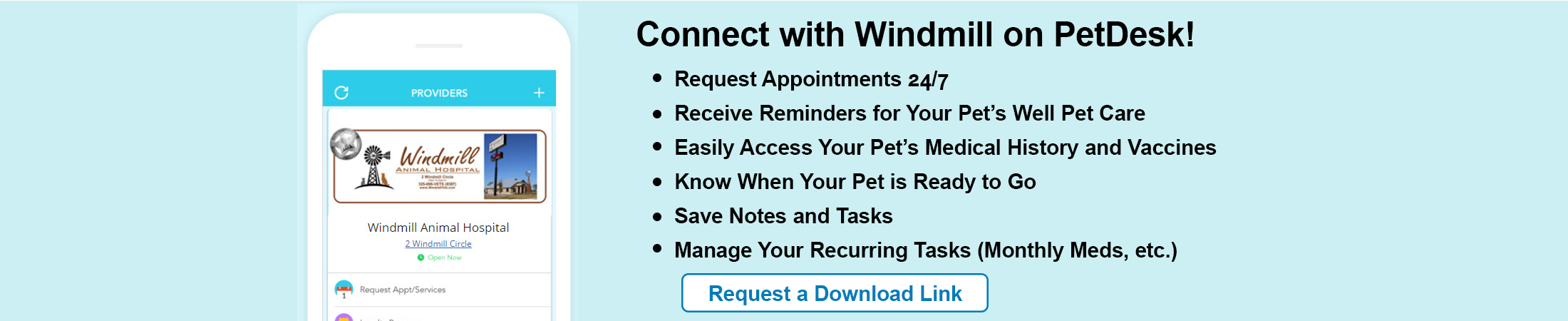 Windmill Animal Hospital Pet Desk Backup